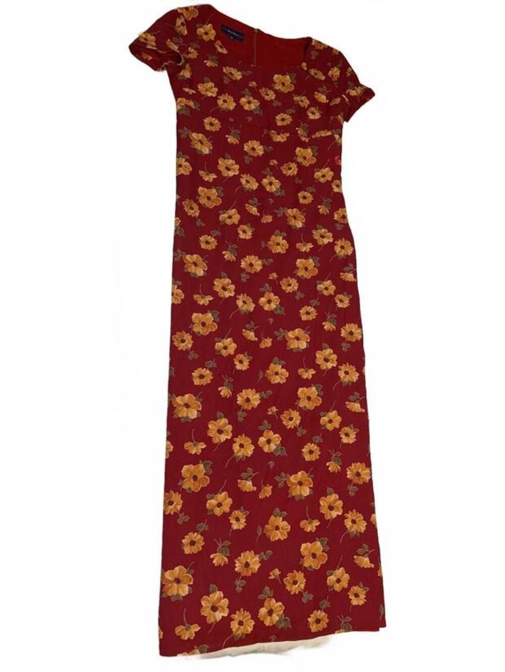 Vintage Breeches Burgundy Floral Maxi Dress